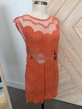 Cleobella Orange - Crochet Lace Mini Dress